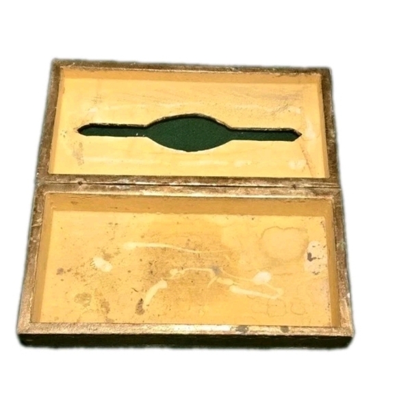 Vintage Italian Blue Orange and Gold Gilt Tissue Box Cover 11" - Picture 6 of 6